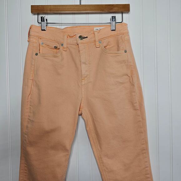 rag & bone Womens Prairie Sun High Rise Skinny Jeans Size 26 Raw Hem Ankle Peach - Picture 3 of 9
